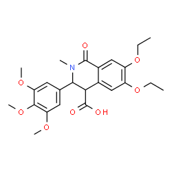 ChemSpider 2D Image | 6,7-Diethoxy-2-methyl-1-oxo-3-(3,4,5-trimethoxyphenyl)-1,2,3,4-tetrahydro-4-isoquinolinecarboxylic acid | C24H29NO8