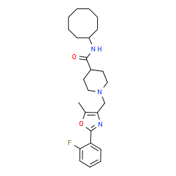 ChemSpider 2D Image | N-Cyclooctyl-1-{[2-(2-fluorophenyl)-5-methyl-1,3-oxazol-4-yl]methyl}-4-piperidinecarboxamide | C25H34FN3O2