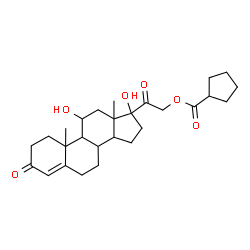 ChemSpider 2D Image | 11,17-Dihydroxy-3,20-dioxopregn-4-en-21-yl cyclopentanecarboxylate | C27H38O6