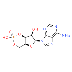 ChemSpider 2D Image | (4aS,6S,7R,7aS)-6-(6-Amino-9H-purin-9-yl)tetrahydro-4H-furo[3,2-d][1,3,2]dioxaphosphinine-2,7-diol 2-oxide | C10H12N5O6P