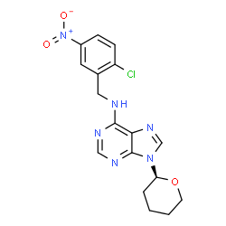 ChemSpider 2D Image | N-(2-Chloro-5-nitrobenzyl)-9-[(2S)-tetrahydro-2H-pyran-2-yl]-9H-purin-6-amine | C17H17ClN6O3