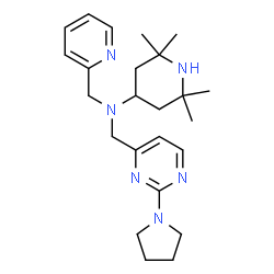 ChemSpider 2D Image | 2,2,6,6-Tetramethyl-N-(2-pyridinylmethyl)-N-{[2-(1-pyrrolidinyl)-4-pyrimidinyl]methyl}-4-piperidinamine | C24H36N6