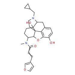 ChemSpider 2D Image | (2E)-N-[17-(Cyclopropylmethyl)-3,14-dihydroxy-4,5-epoxymorphinan-6-yl]-3-(3-furyl)-N-methylacrylamide | C28H32N2O5
