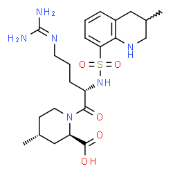 ChemSpider 2D Image | (2R,4R)-4-Methyl-1-{N~2~-[(3-methyl-1,2,3,4-tetrahydro-8-quinolinyl)sulfonyl]-L-arginyl}-2-piperidinecarboxylic acid | C23H36N6O5S