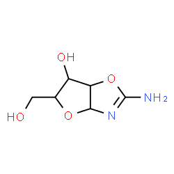 ChemSpider 2D Image | 2-Amino-5-(hydroxymethyl)-3a,5,6,6a-tetrahydrofuro[2,3-d][1,3]oxazol-6-ol | C6H10N2O4