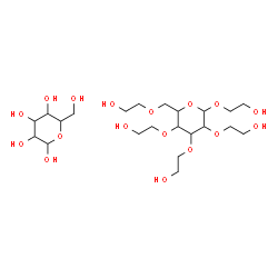 ChemSpider 2D Image | 2-Hydroxyethyl 2,3,4,6-tetrakis-O-(2-hydroxyethyl)hexopyranoside - hexopyranose (1:1) | C22H44O17
