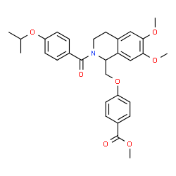 ChemSpider 2D Image | Methyl 4-{[2-(4-isopropoxybenzoyl)-6,7-dimethoxy-1,2,3,4-tetrahydro-1-isoquinolinyl]methoxy}benzoate | C30H33NO7