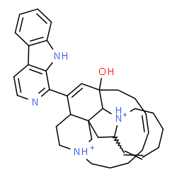 ChemSpider 2D Image | (5Z,16Z)-25-(9H-beta-Carbolin-1-yl)-13-hydroxy-11,22-diazoniapentacyclo[11.11.2.1~2,22~.0~2,12~.0~4,11~]heptacosa-5,16,25-triene | C36H46N4O