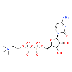 ChemSpider 2D Image | 5'-O-[({[2-(Trimethylammonio)ethoxy]phosphinato}oxy)phosphinato]cytidine | C14H25N4O11P2