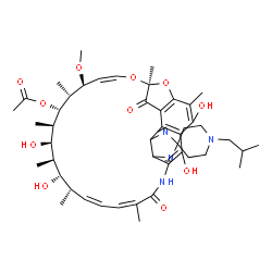 ChemSpider 2D Image | (7S,9Z,11S,12R,13S,14R,15R,16R,17S,18S,19Z,21Z)-2,15,17,32-Tetrahydroxy-1'-isobutyl-11-methoxy-3,7,12,14,16,18,22-heptamethyl-6,23-dioxospiro[8,33-dioxa-24,27,29-triazapentacyclo[23.6.1.1~4,7~.0~5,31~
.0~26,30~]tritriaconta-1(31),2,4,9,19,21,25(32),26,29-nonaene-28,4'-piperidin]-13-yl acetate | C46H62N4O11