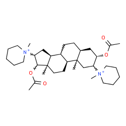ChemSpider 2D Image | (3alpha,5alpha,8xi,10xi,13xi)-3,17-Diacetoxy-2,16-bis(1-methyl-1-piperidiniumyl)androstane | C35H60N2O4