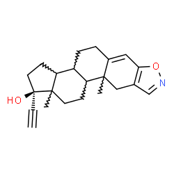 ChemSpider 2D Image | (1R)-1-Ethynyl-10a,12a-dimethyl-2,3,3a,3b,4,5,10,10a,10b,11,12,12a-dodecahydro-1H-cyclopenta[7,8]phenanthro[3,2-d][1,2]oxazol-1-ol | C22H27NO2