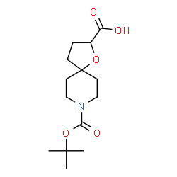 ChemSpider 2D Image | 8-(tert-Butoxycarbonyl)-1-oxa-8-azaspiro[4.5]decane-2-carboxylic acid | C14H23NO5