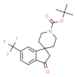ChemSpider 2D Image | tert-Butyl 3-oxo-6-(trifluoromethyl)-2,3-dihydrospiro[indene-1,4'-piperidine]-1'-carboxylate | C19H22F3NO3
