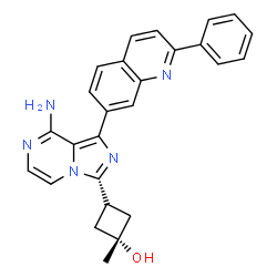 ChemSpider 2D Image | trans-3-[8-Amino-1-(2-phenyl-7-quinolinyl)imidazo[1,5-a]pyrazin-3-yl]-1-methylcyclobutanol | C26H23N5O