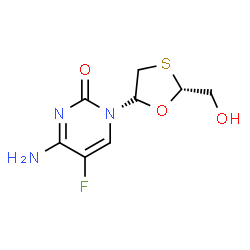 ChemSpider 2D Image | 4-Amino-5-fluoro-1-[(2R,5R)-2-(hydroxymethyl)-1,3-oxathiolan-5-yl]-2(1H)-pyrimidinone | C8H10FN3O3S