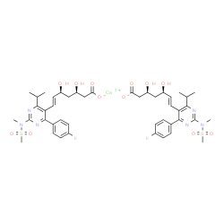 ChemSpider 2D Image | Calcium (3R,5S,6E)-7-{4-(4-fluorophenyl)-6-isopropyl-2-[methyl(methylsulfonyl)amino]-5-pyrimidinyl}-3,5-dihydroxy-6-heptenoate (3S,5R,6E)-7-{4-(4-fluorophenyl)-6-isopropyl-2-[methyl(methylsulfonyl)ami
no]-5-pyrimidinyl}-3,5-dihydroxy-6-heptenoate (1:1:1) | C44H54CaF2N6O12S2