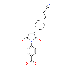 ChemSpider 2D Image | Methyl 4-{3-[4-(2-cyanoethyl)-1-piperazinyl]-2,5-dioxo-1-pyrrolidinyl}benzoate | C19H22N4O4