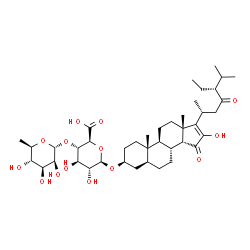 ChemSpider 2D Image | (3beta,5alpha,14beta,24R)-16-Hydroxy-15,23-dioxostigmast-16-en-3-yl 4-O-(6-deoxy-alpha-D-mannopyranosyl)-beta-D-glucopyranosiduronic acid | C41H64O14