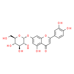 ChemSpider 2D Image | 2-(3,4-Dihydroxyphenyl)-5-hydroxy-4-oxo-4H-chromen-7-yl alpha-D-glucopyranoside | C21H20O11