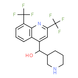 ChemSpider 2D Image | [2,8-Bis(trifluoromethyl)-4-quinolinyl](3-piperidinyl)methanol | C17H16F6N2O