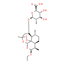 ChemSpider 2D Image | (1R,4R,5R,8S,9R,10S,12R,13S)-10-Ethoxy-1,5,9-trimethyl-11,14,15,16-tetraoxatetracyclo[10.3.1.0~4,13~.0~8,13~]hexadec-3-yl 2-deoxy-2-methyl-beta-L-glucopyranosiduronic acid | C24H38O11