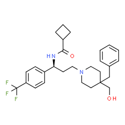 ChemSpider 2D Image | N-{(1S)-3-[4-Benzyl-4-(hydroxymethyl)-1-piperidinyl]-1-[4-(trifluoromethyl)phenyl]propyl}cyclobutanecarboxamide | C28H35F3N2O2
