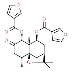 ChemSpider 2D Image | (1S,2R,5R,6R,7S,9R)-2,6,10,10-Tetramethyl-4-oxo-11-oxatricyclo[7.2.1.0~1,6~]dodecane-5,7-diyl di(3-furoate) | C25H28O8