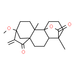 ChemSpider 2D Image | 5-Methoxy-2,12-dimethyl-6-methylene-16-oxapentacyclo[10.3.2.1~5,8~.0~1,11~.0~2,8~]octadecane-7,17-dione | C21H28O4