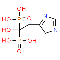 ChemSpider 2D Image | [1-Hydroxy-2-(4H-imidazol-5-yl)-1,1-ethanediyl]bis(phosphonic acid) | C5H10N2O7P2