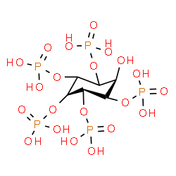 ChemSpider 2D Image | (1R,2S,6S)-6-Hydroxy-1,2,3,4,5-cyclohexanepentayl pentakis[dihydrogen (phosphate)] | C6H17O21P5