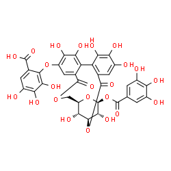 ChemSpider 2D Image | 2-({(1S,19R,21S,22R,23R)-6,7,8,11,12,22,23-Heptahydroxy-3,16-dioxo-21-[(3,4,5-trihydroxybenzoyl)oxy]-2,17,20-trioxatetracyclo[17.3.1.0~4,9~.0~10,15~]tricosa-4,6,8,10,12,14-hexaen-13-yl}oxy)-3,4,5-trih
ydroxybenzoic acid | C34H26O23