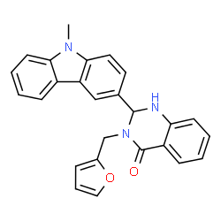 ChemSpider 2D Image | 3-(2-Furylmethyl)-2-(9-methyl-9H-carbazol-3-yl)-2,3-dihydro-4(1H)-quinazolinone | C26H21N3O2