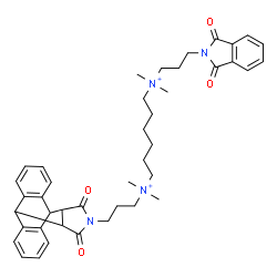ChemSpider 2D Image | N-[3-(16,18-Dioxo-17-azapentacyclo[6.6.5.0~2,7~.0~9,14~.0~15,19~]nonadeca-2,4,6,9,11,13-hexaen-17-yl)propyl]-N'-[3-(1,3-dioxo-1,3-dihydro-2H-isoindol-2-yl)propyl]-N,N,N',N'-tetramethyl-1,6-hexanediami
nium | C42H52N4O4