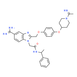 ChemSpider 2D Image | 2-[5-Carbamimidoyl-2-({4-[(1-ethanimidoyl-4-piperidinyl)oxy]phenoxy}methyl)-1H-benzimidazol-1-yl]-N-(1-phenylethyl)acetamide | C32H37N7O3