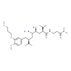 ChemSpider 2D Image | (2S,4S,5S,7S)-5-Amino-N-[3-(dimethylamino)-3-oxopropyl]-4-hydroxy-2-isopropyl-7-[4-methoxy-3-(3-methoxypropoxy)benzyl]-8-methylnonanamide | C30H53N3O6