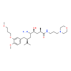 ChemSpider 2D Image | (2R,4S,5S,7S)-5-Amino-4-hydroxy-7-[4-methoxy-3-(3-methoxypropoxy)benzyl]-2,8-dimethyl-N-[3-(4-morpholinyl)propyl]nonanamide | C30H53N3O6