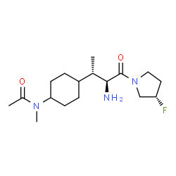 ChemSpider 2D Image | N-(4-{(2S,3S)-3-Amino-4-[(3S)-3-fluoro-1-pyrrolidinyl]-4-oxo-2-butanyl}cyclohexyl)-N-methylacetamide | C17H30FN3O2
