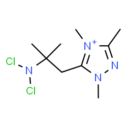 ChemSpider 2D Image | 5-[2-(Dichloroamino)-2-methylpropyl]-1,3,4-trimethyl-1H-1,2,4-triazol-4-ium | C9H17Cl2N4