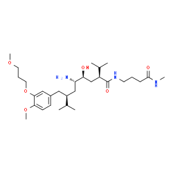ChemSpider 2D Image | (2S,4S,5S,7S)-5-Amino-4-hydroxy-2-isopropyl-7-[4-methoxy-3-(3-methoxypropoxy)benzyl]-8-methyl-N-[4-(methylamino)-4-oxobutyl]nonanamide | C30H53N3O6