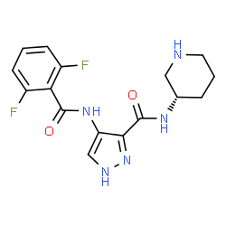 ChemSpider 2D Image | 4-[(2,6-Difluorobenzoyl)amino]-N-[(3S)-3-piperidinyl]-1H-pyrazole-3-carboxamide | C16H17F2N5O2
