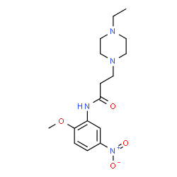 ChemSpider 2D Image | 3-(4-Ethyl-1-piperazinyl)-N-(2-methoxy-5-nitrophenyl)propanamide | C16H24N4O4