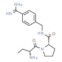 ChemSpider 2D Image | 1-[(2R)-2-Aminobutanoyl]-N-(4-carbamimidoylbenzyl)-L-prolinamide | C17H25N5O2