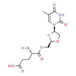 ChemSpider 2D Image | (4S)-4-Amino-5-{[(2R,4R)-4-(5-methyl-2,4-dioxo-3,4-dihydro-1(2H)-pyrimidinyl)-1,3-dioxolan-2-yl]methoxy}-5-oxopentanoic acid | C14H19N3O8