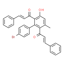 ChemSpider 2D Image | (2E,2'E)-1,1'-(4'-Bromo-3-hydroxy-5-methyl-2,6-biphenyldiyl)bis(3-phenyl-2-propen-1-one) | C31H23BrO3