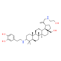 ChemSpider 2D Image | 4-[2-({28-Hydroxy-29-[(2-hydroxyethyl)amino]lup-20(30)-en-3-yl}amino)ethyl]-1,2-benzenediol | C40H64N2O4