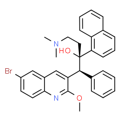 ChemSpider 2D Image | (1S,2S)-1-(6-Bromo-2-methoxy-3-quinolinyl)-4-(dimethylamino)-2-(1-naphthyl)-1-phenyl-2-butanol | C32H31BrN2O2