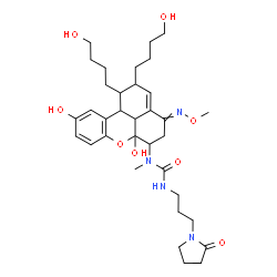 ChemSpider 2D Image | 1-[6a,10-Dihydroxy-1,2-bis(4-hydroxybutyl)-4-(methoxyimino)-1,2,4,5,6,6a,11b,11c-octahydrobenzo[kl]xanthen-6-yl]-1-methyl-3-[3-(2-oxo-1-pyrrolidinyl)propyl]urea | C34H50N4O8