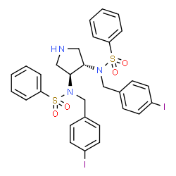 ChemSpider 2D Image | N,N'-(3S,4S)-3,4-Pyrrolidinediylbis[N-(4-iodobenzyl)benzenesulfonamide] | C30H29I2N3O4S2