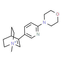 ChemSpider 2D Image | 1-Methyl-3-[6-(4-morpholinyl)-3-pyridinyl]-1-azoniabicyclo[2.2.2]oct-2-ene | C17H24N3O